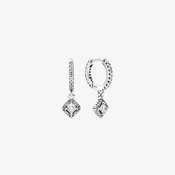 Pandora Square Sparkle Hoop Earrings