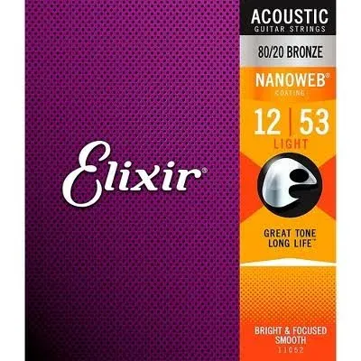 Elixir 80/20 Bronze Acoustic Guitar Strings Nanoweb