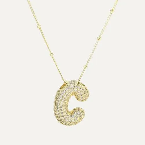 BaubleBar Pave Bubble Initial Pendant Necklace