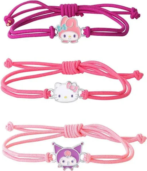 Hello Kitty Kuromi, My Melody Cord Bracelet 3-Piece Set