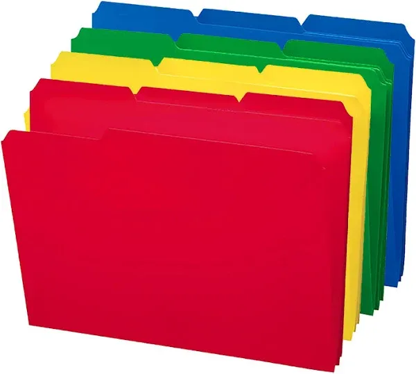 Smead Waterproof Poly File Folders 1/3 Cut Top Tab Letter Assorted 24/Box 10500