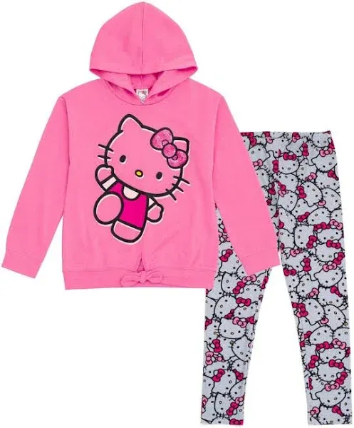 Hello Kitty Girls Pullover FleeceHoodie and Leggings Outfit Set