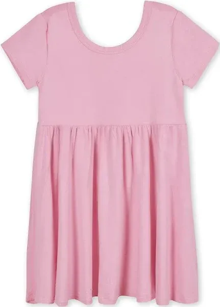 Gerber Toddler Girls' Toddler Buttery Soft Short Sleeve Twirl Dress With Viscose Made from Eucalyptus