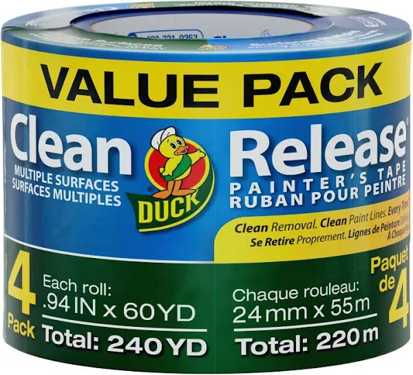 Duck Clean Release 0.94 in. x 60 yd. Blue Painter's Tape, 4-Pack