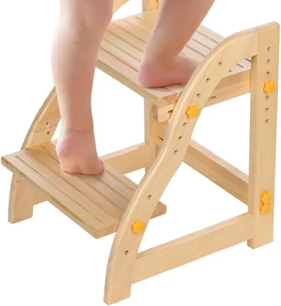 Aimoado Wooden Step Stool for Kids, Kitchen Toddler Step Stool for Bathroom Sink and Toilet Stool for Kids Potty Training