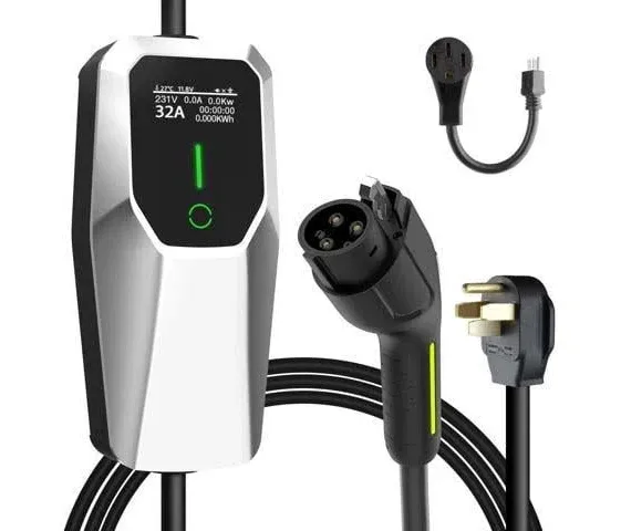 Portable Charger 240V 32A with 26ft Charging Cable NEMA 14-50 5-15 for SAE-J1772