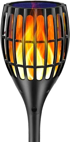 Ollivage Solar Torch Lights, Waterproof Flickering Flames Torches Lights 43&#034; ...