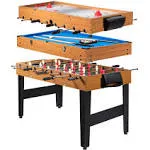 48" 3-in-1 Multi Combo Football Billiards Pool Hockey Game Table