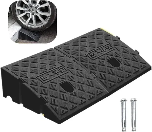 2 Pack 5.12" High Portable Curb Ramps Lightweight Plastic, Heavy Duty Plastic Threshold Ramp Set for Low Cars Driveway Loading Dock Bike Motorcycle Wheelchair 5.12" H x 9.9" L x10.6 W (2 Pack)