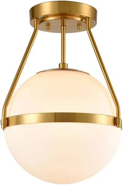 HOLKIRT Mid Century Modern Globe Semi Flush Mount Ceiling Light Fixture