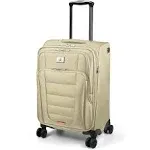 Verdi Softside Expandable Carry-On Luggage with Spinner Wheel USB Port Lightweight (Khaki, 20-Inch Carry-On)