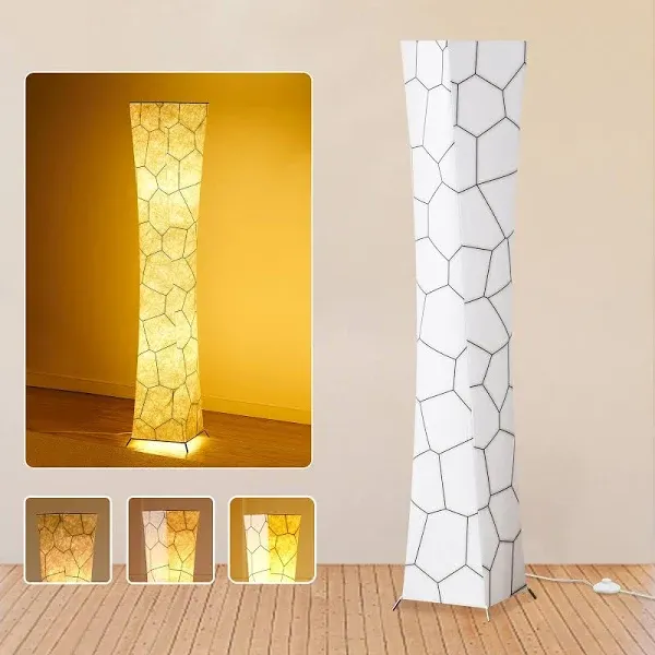 chiphy Lamp with Fabric Lampshade, Dimmable 64&#034; Tall Standing Lamp, 3 Levels ...