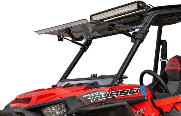 SuperATV Scratch Resistant 3-1 Flip Windshield For 2019-2023 Polaris RZR XP 1000 / XP 4 1000 | 250X Stronger than Glass | Open, Vented Or Fully Closed | USA Made | Without Ride CommAndSuperATV Scratch Resistant 3-1 Flip Windshield For 2019-2023 Polaris R