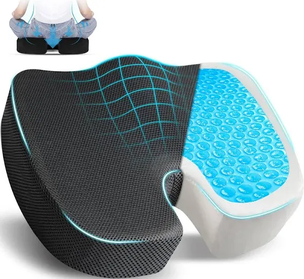 EcoNour Car Pressure Relief Seat Cushion for Sciatica Pain Relief | Anti-Slip Gel & Memory Foam Coccyx Seat Cushion for Tailbone & Lower Back Pain | Orthopedic Ergonomic Seat Cushions for Sciatica