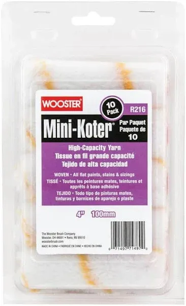 WOOSTER R116-4 Yarn Paint Roller Cover,Smooth,4<wbr/>&#034; L,PK10 803VR7