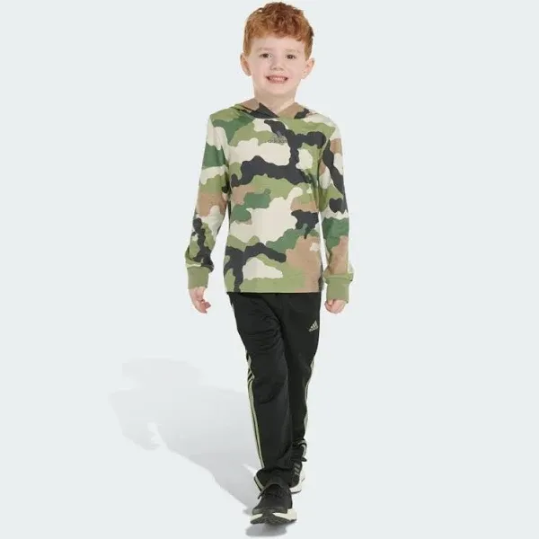 adidas Boys' Camo Fleece Hooded Tee Pant Set