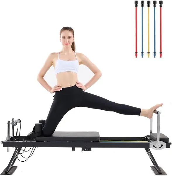 Pilates Reformer, Foldable Pilates Reformer Home Gym Equipment,Core Pilates B...