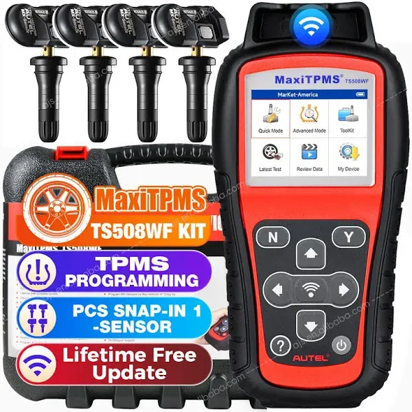 Autel MaxiTPMS WiFi TS508 Complete TPMS with 16 pcs Duel Frequency 315mhz and 433mhz Rubber Stem MX Sensor Plus 4 Metal snap in valves (TS508)