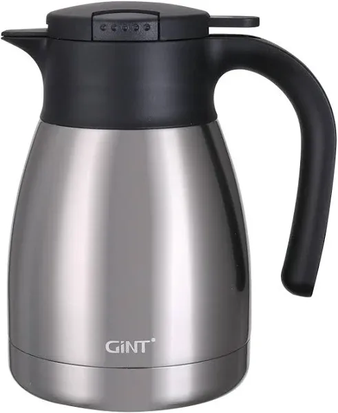 GiNT 34oz Stainless Steel Thermal Coffee Carafe with Lid/Double Walled Vacuum Thermos / 12 Hour Heat Retention (Silver, 1L)