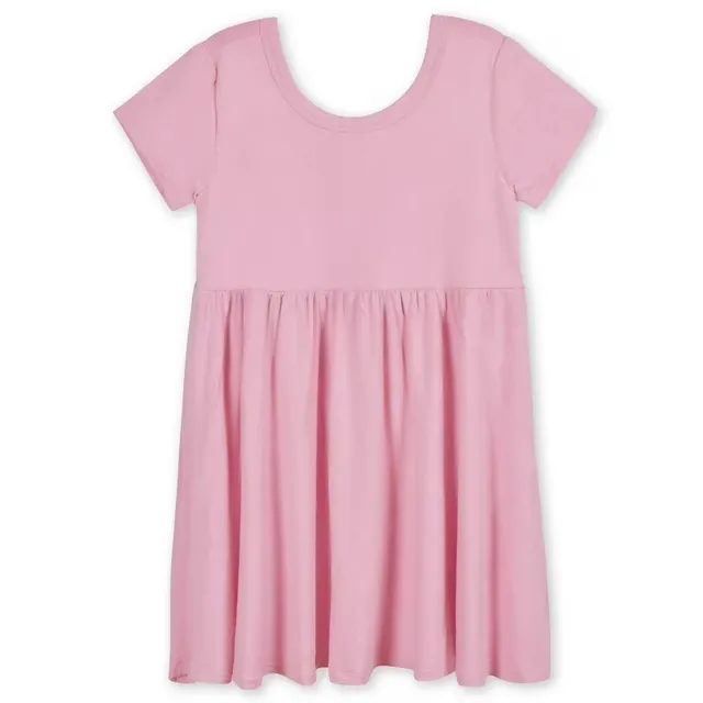 Gerber Baby Girls' Toddler Buttery Soft Short Sleeve Twirl Dress with Viscose Made from Eucalyptus