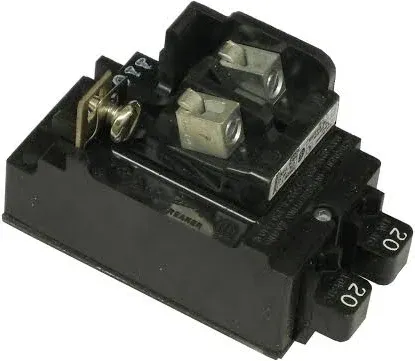 20A ITE Pushmatic P2020 Twin BREAKER 20 Amp No CLT Restrictor Tab Non Limiting