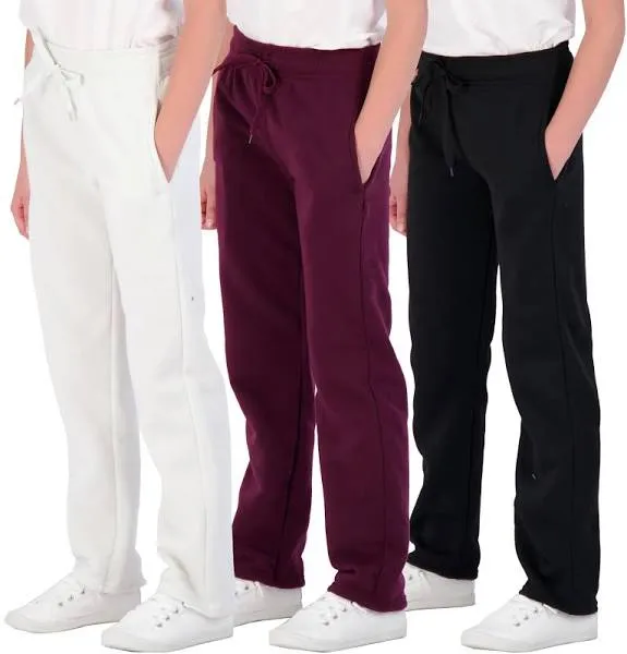 Real Essentials Girls' Fleece Open Bottom Sweatpants (3 Pack)