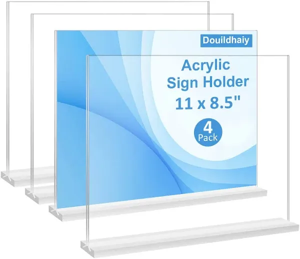 Douildhaiy 4 Pack Acrylic T Shape Sign Holder