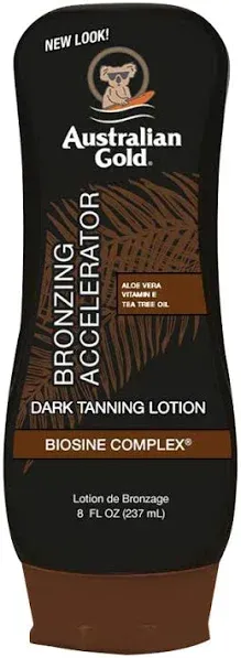 Australian Gold Dark Tanning Accelerator Lotion with Bronzer, 8 Ounce, New Packa