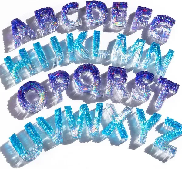  Letter Molds for Resin, Ocean Wave Texture Alphabet Resin Molds Silicone, 