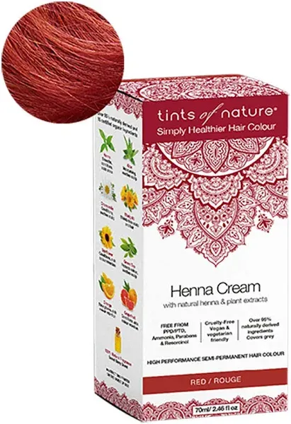 Tints Of Natura Henna Cream - Black, Long Lasting Natural Hair Dye, Ammonia-Free (2.46 Fl Oz)