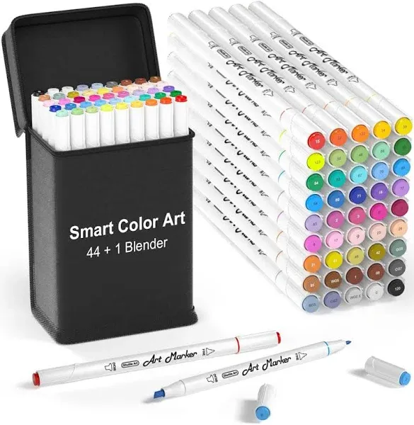 Smart Color Art Art Markers, 44 Coloring Markers and 1 Blender, 45 Pack Alcoh...