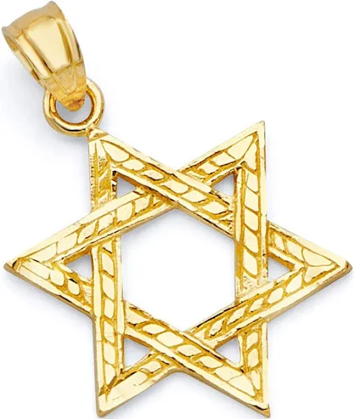 14K Yellow Gold Star of David Pendant