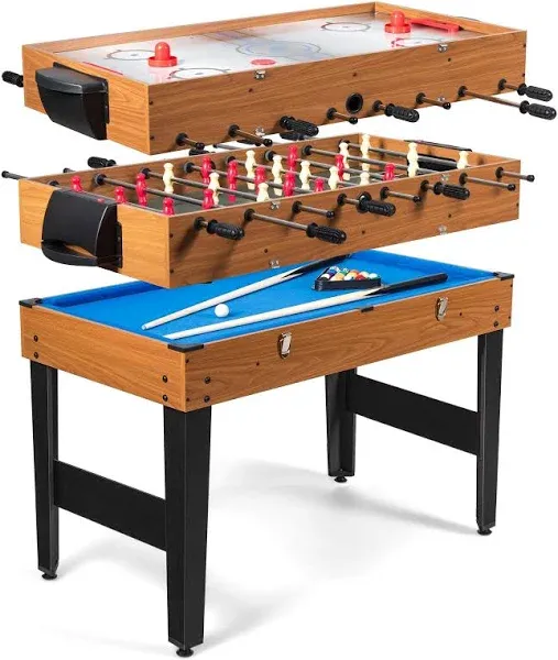 Costway 48" 3-in-1 Multi Combo Football Billiards Pool Hockey Game Table