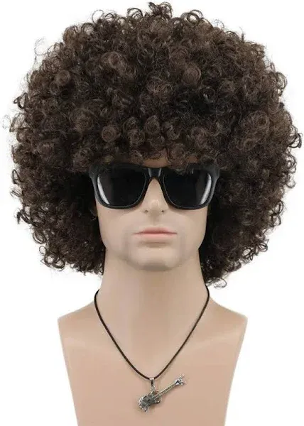 VGbeaty Mens Women Short Wave Colorful Rocker Afro Wig California Halloween Cosplay Anime Costume Wig