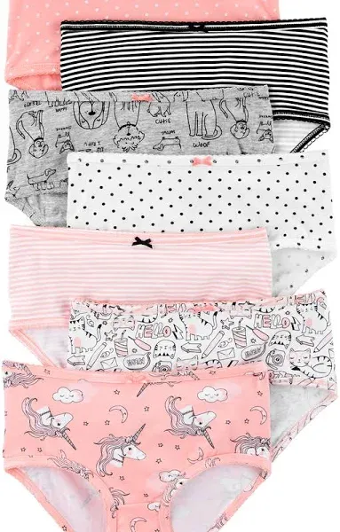 7-Pack Girls' Unicorn Print Stretch Cotton Underwear