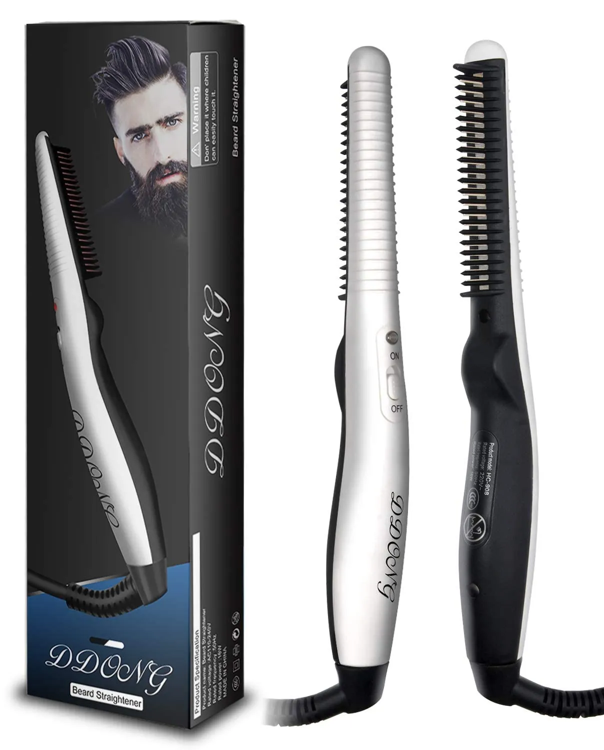 Beard Straightener Comb for Men,Hair Hot Comb,Quick Electric Heated Beard Bru...