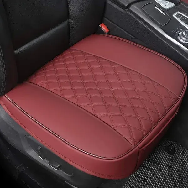 Black Panther 1 Piece PU Car Seat Cover Front Seat Protector Compatible with 90% Vehicles,Embroidery,Anti-Slip & Full Wrapping Bottom W55cm*D54cm(21.65''*21.26'') (1Piece,Burgundy)