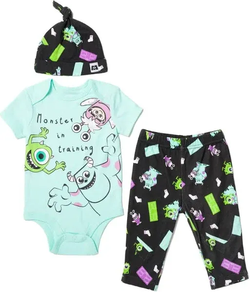 Disney Pixar Monsters Inc. Mike Boo Newborn Baby Boys 3 Piece Outfit Set