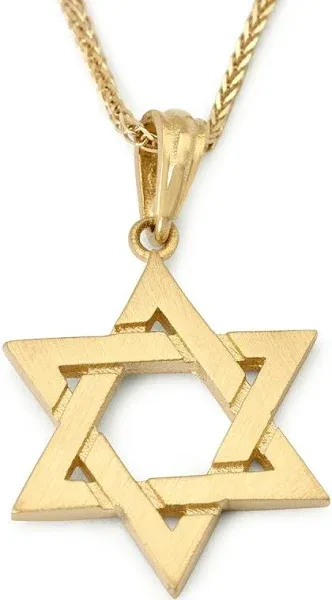 14K Gold Interconnecting Star of David Pendant - Yellow or White Gold