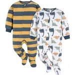 Gerber 2-Pack Baby & Toddler Boys Dinos & Wide Stripe Fleece Pajamas - 2T