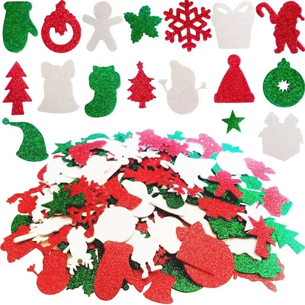  384 Pieces Christmas Foam Stickers Self Adhesive Red,green,gold<wbr/>,silver