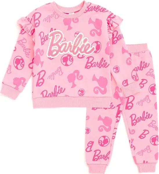 Barbie Girls' Fleece Sweatshirt and Jogger Pants Outfit Set