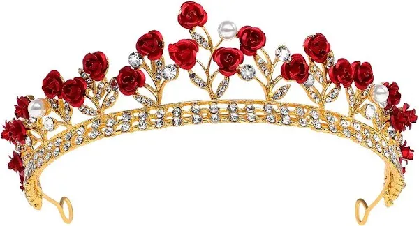 The Bullish Store Fresh Romance Red Roses Tiara Crown