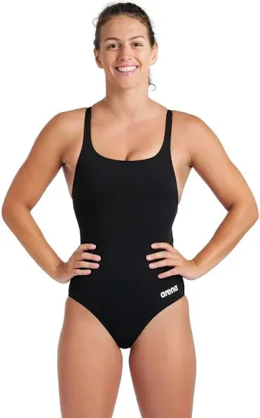 Arena Women's Solid Team MaxLife Swimsuit Swim Pro Open Back One Piece Racing Bathing Suit Competition Training Swimwear