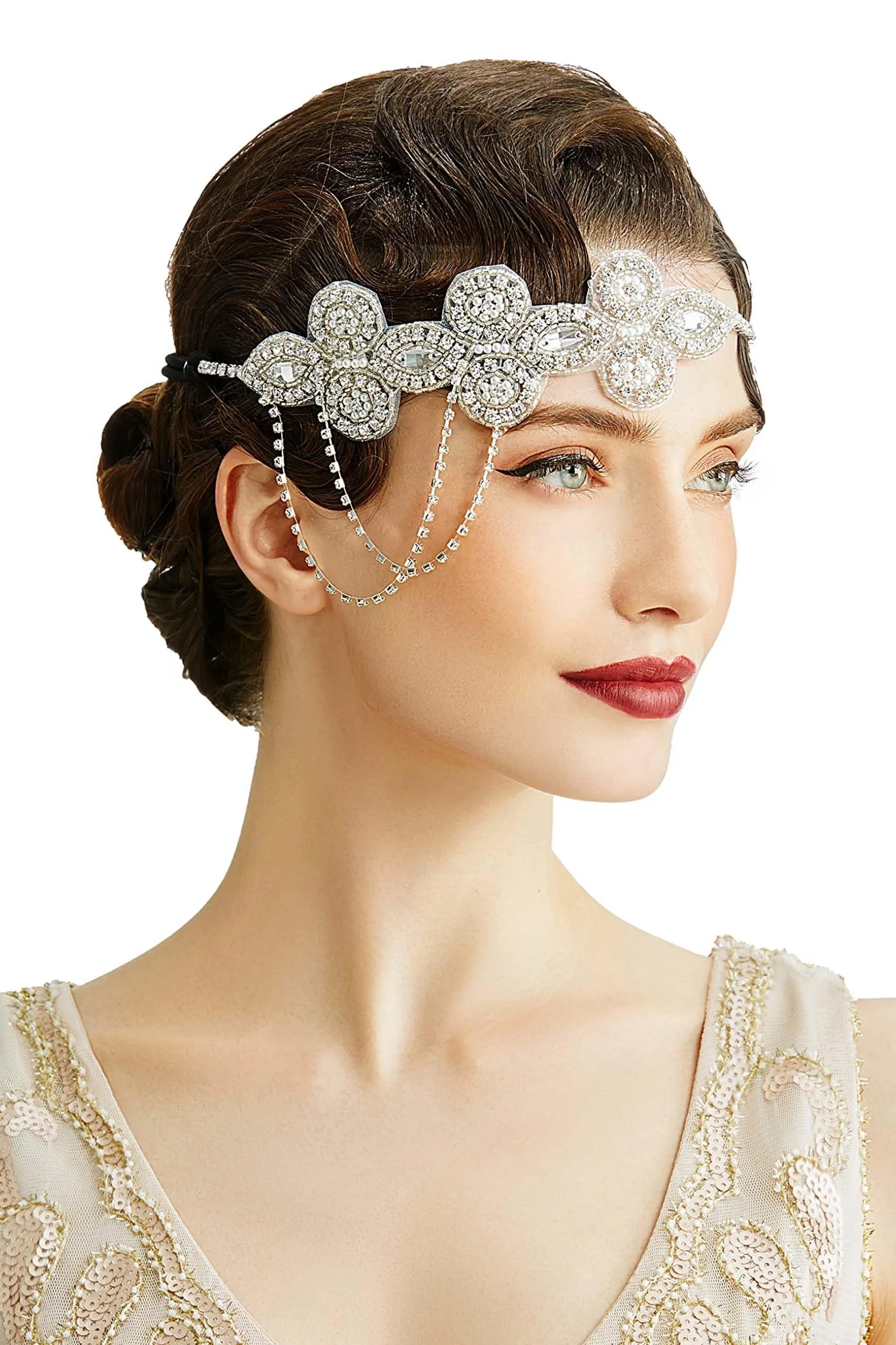 BABEYOND 1920s Flapper Headpiece Roaring 20s Headband Great Gatsby Headband Chain for Women Vintage Hair Accessory