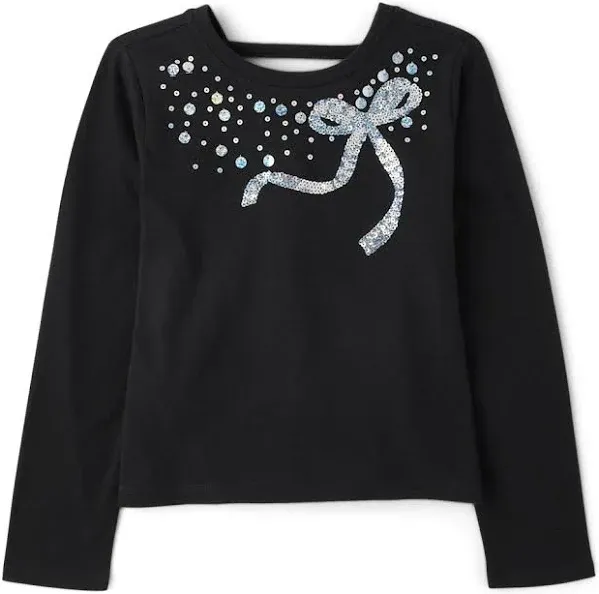 The Children's Place Girls Long Sleeve Sequin Bar-Back Knit Top