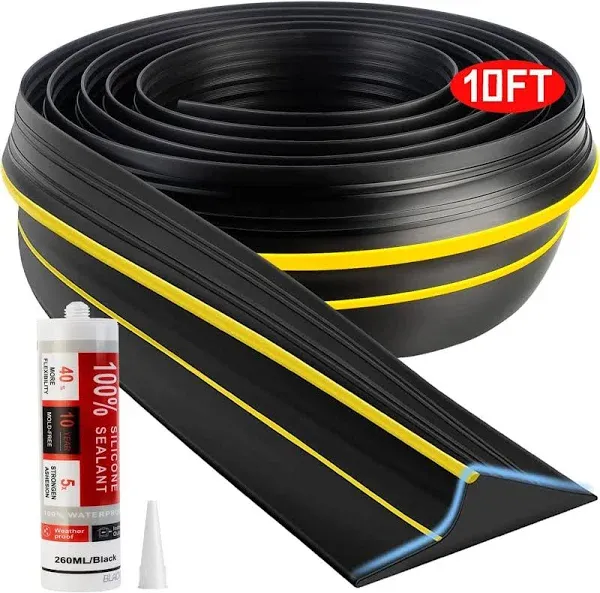 Universal Garage Door Threshold Seal Strip Kit  Weather Waterproof Rubber 10 Ft.