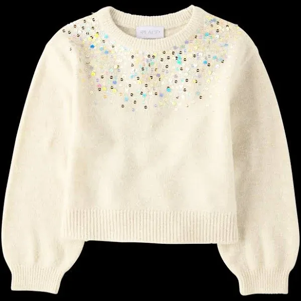 The Children's Place Girls' Long Sleeve Crew Neck Pullover Sweater