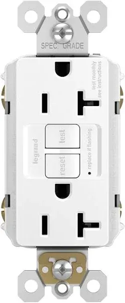 Legrand Radiant 2097WCCD12 20 Amp GFCI Self Test Decorator Duplex Outlet, White 