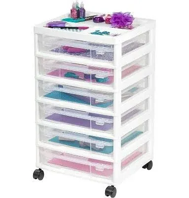 Iris 6-Case Scrapbook Cart with Organizer Top, White